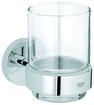 Grohe Essentials glas met houder wandmodel glas en metaal chroom