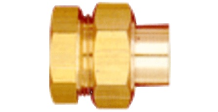 driedelige koppeling ijzer/koper messing 4/4"F x 22 mm