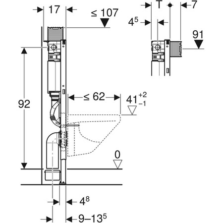 Geberit Duofix élément pour cuvette de WC suspendue 98 cm