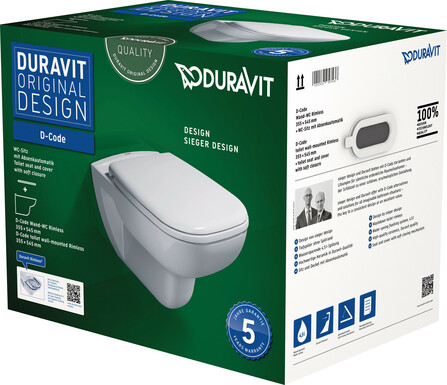 Duravit D-Code PACK Wand-WC mit Softclose WC-Sitz ohne Spülrand