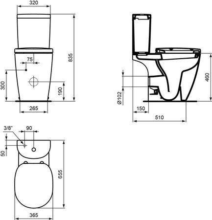 Ideal Standard Connect Stand WC Tiefspül erhöht Horizontale Abfuhr