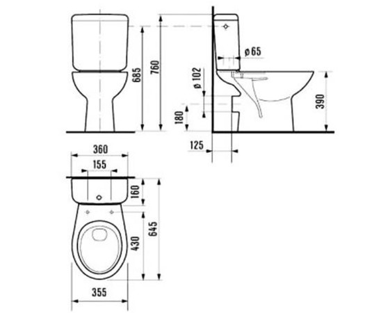 intro Star Stand-WC Ausgang H 18 cm 4 Fixatielöcher