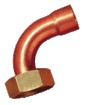 Courbe à collet avec écrou cuivre rouge D tube 16 mm 15 x 21